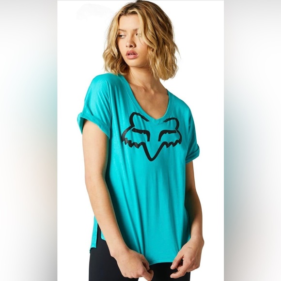 FOX Racing Women’s Boundary Short Sleeve Top Size Small Teal - Picture 2 of 7